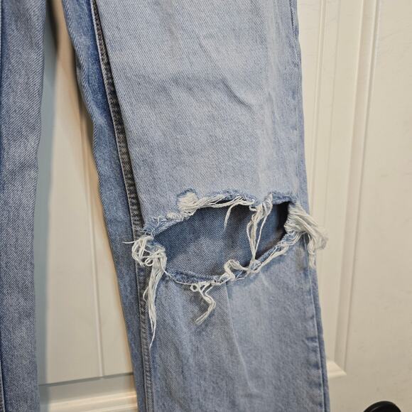 Zara Stonewashed Distressed High Waisted High Rise Jeans Size 4 - Picture 6 of 8